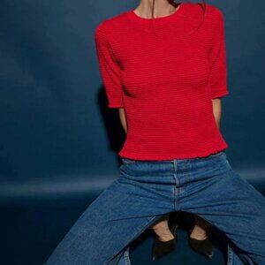 Nation LTD - Beverly Smocked Top in Red Shoes